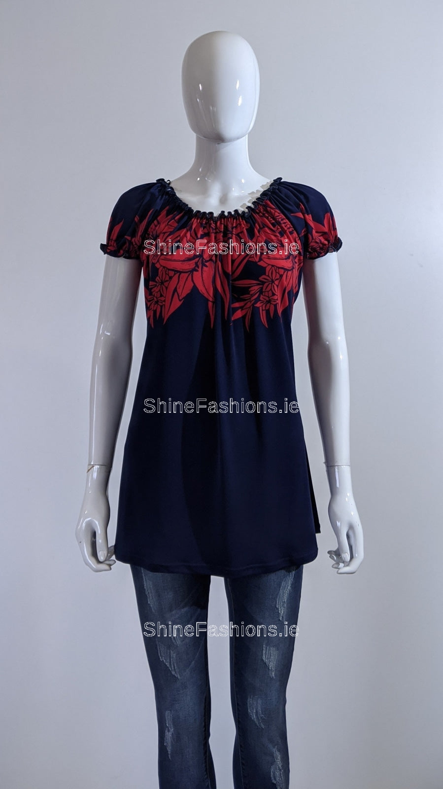 Navy Floral Pattern Top