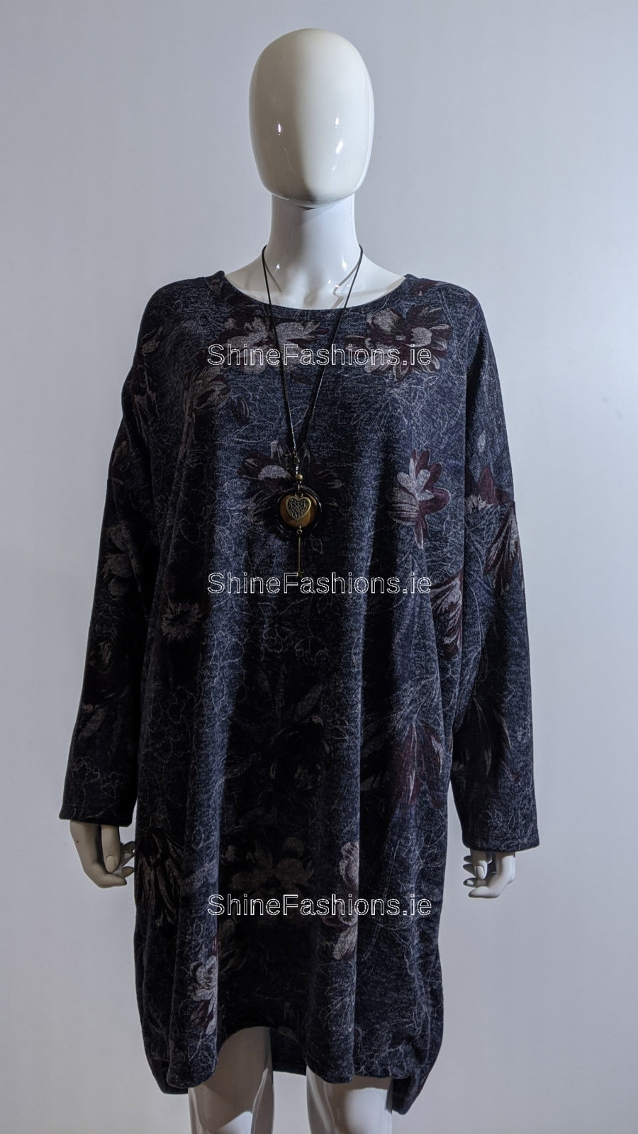 Navy Floral Pattern Warm Dress