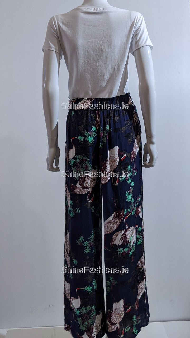 Navy Floral Print Culotte