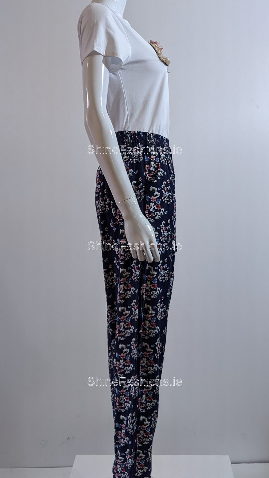 Navy Floral Printed Harem Trouser