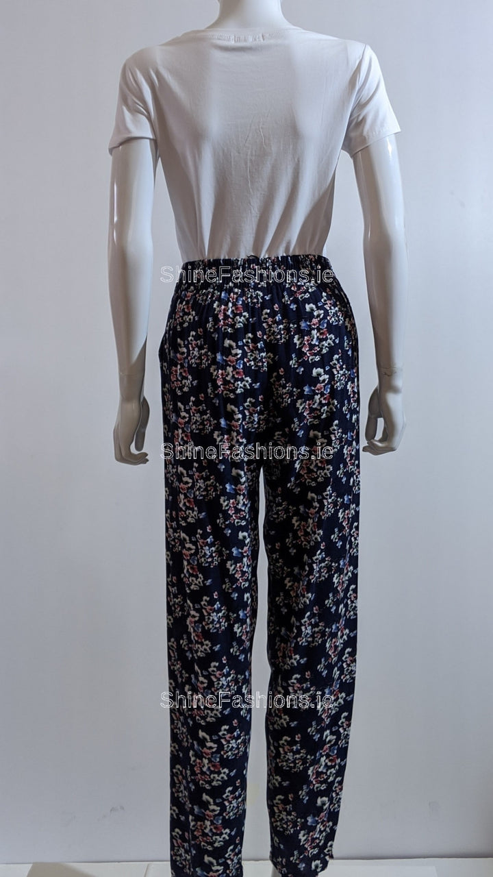 Navy Floral Printed Harem Trouser