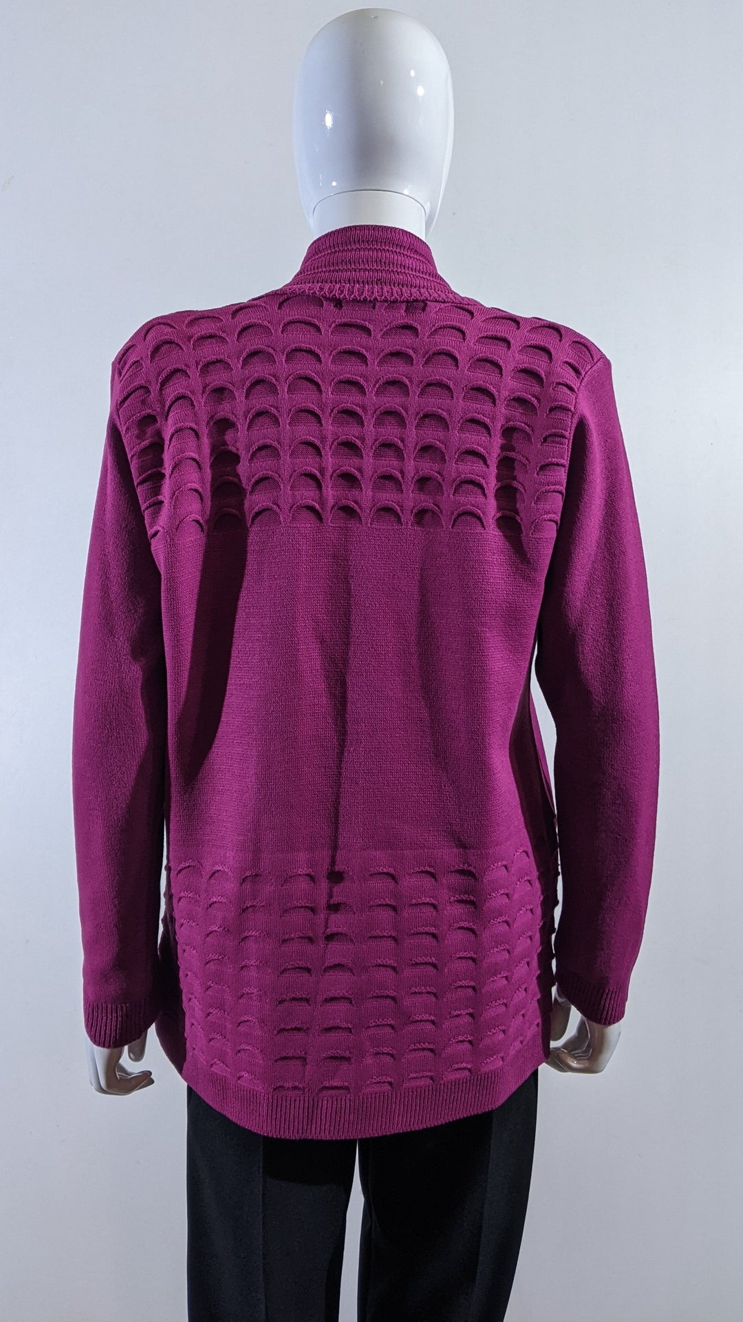 Fuchsia Pink Scallop Edge to Edge Open Cardigan