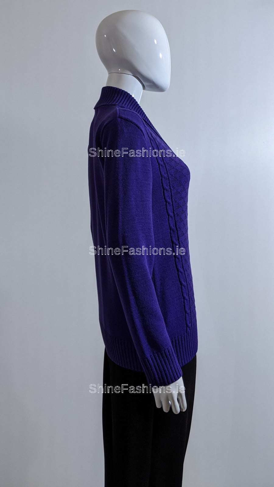 Purple Four Button Cable Knit Jumper