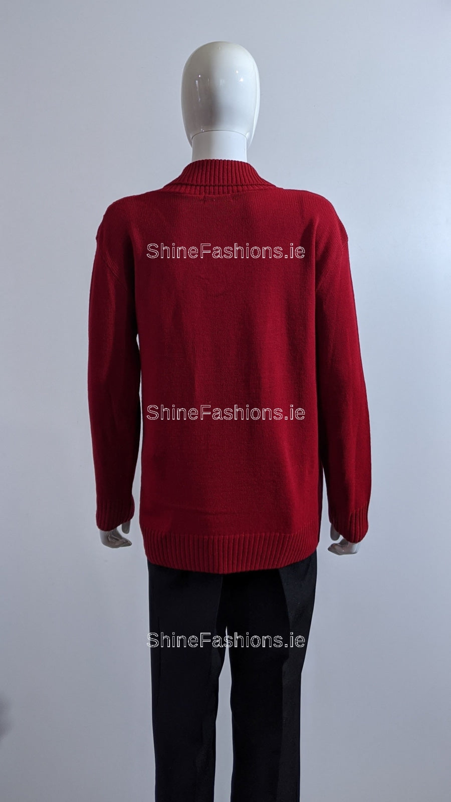 Red Four Button Cable Knit Jumper