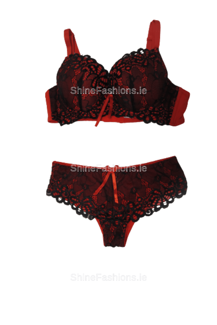 Red Lace Design Lingerie Set