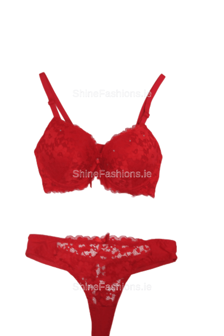 Red Lace Detail Lingerie Set