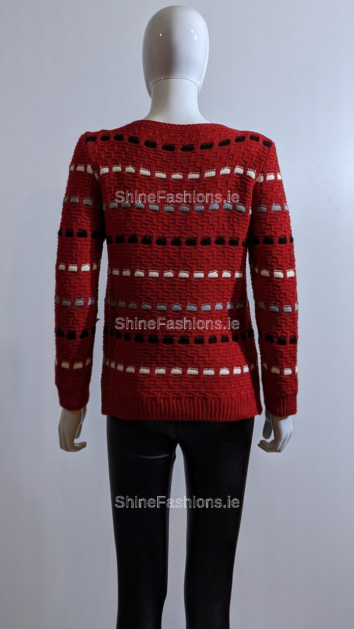 Red Pattern Detail Knit Jumper