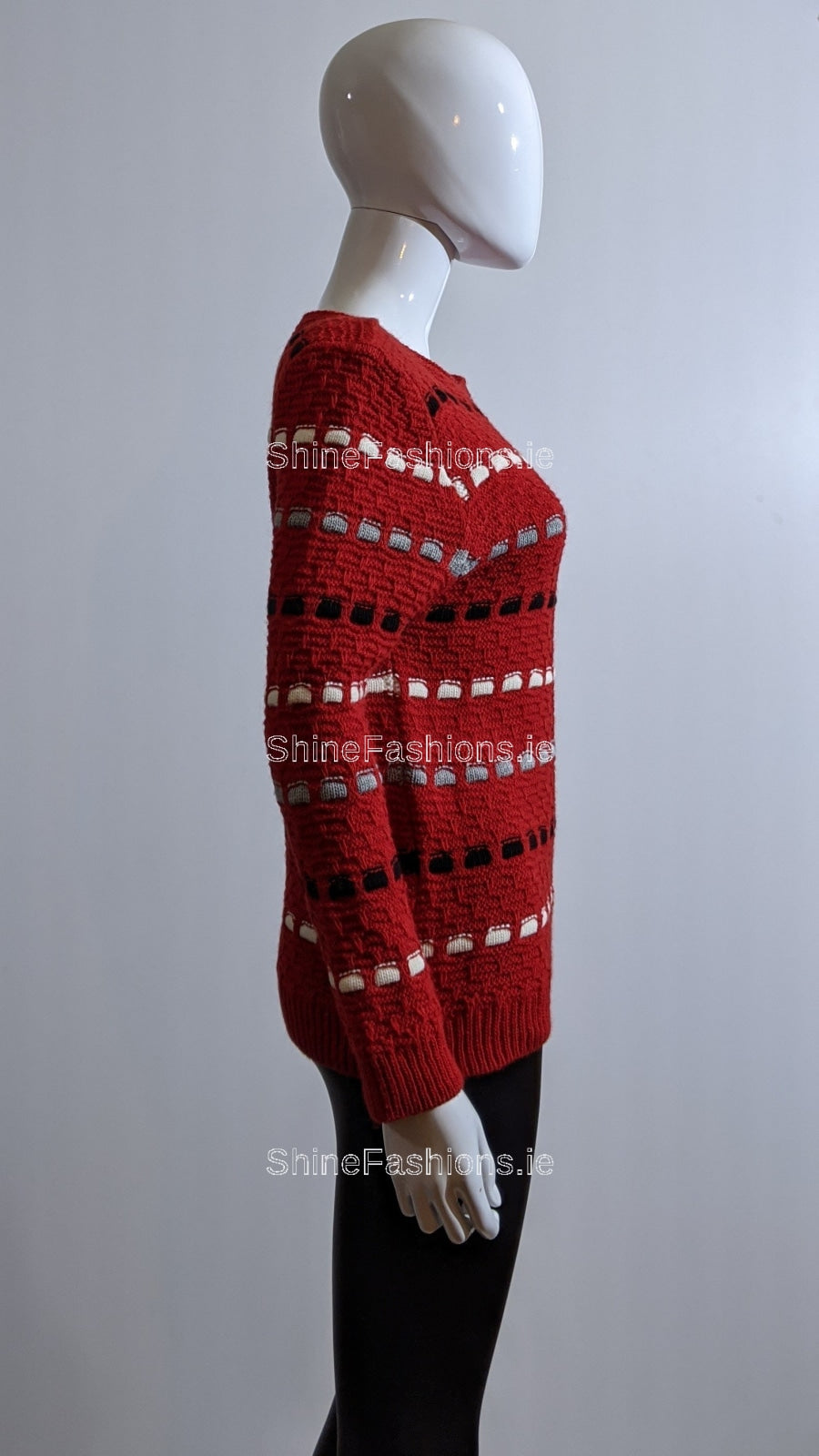 Red Pattern Detail Knit Jumper