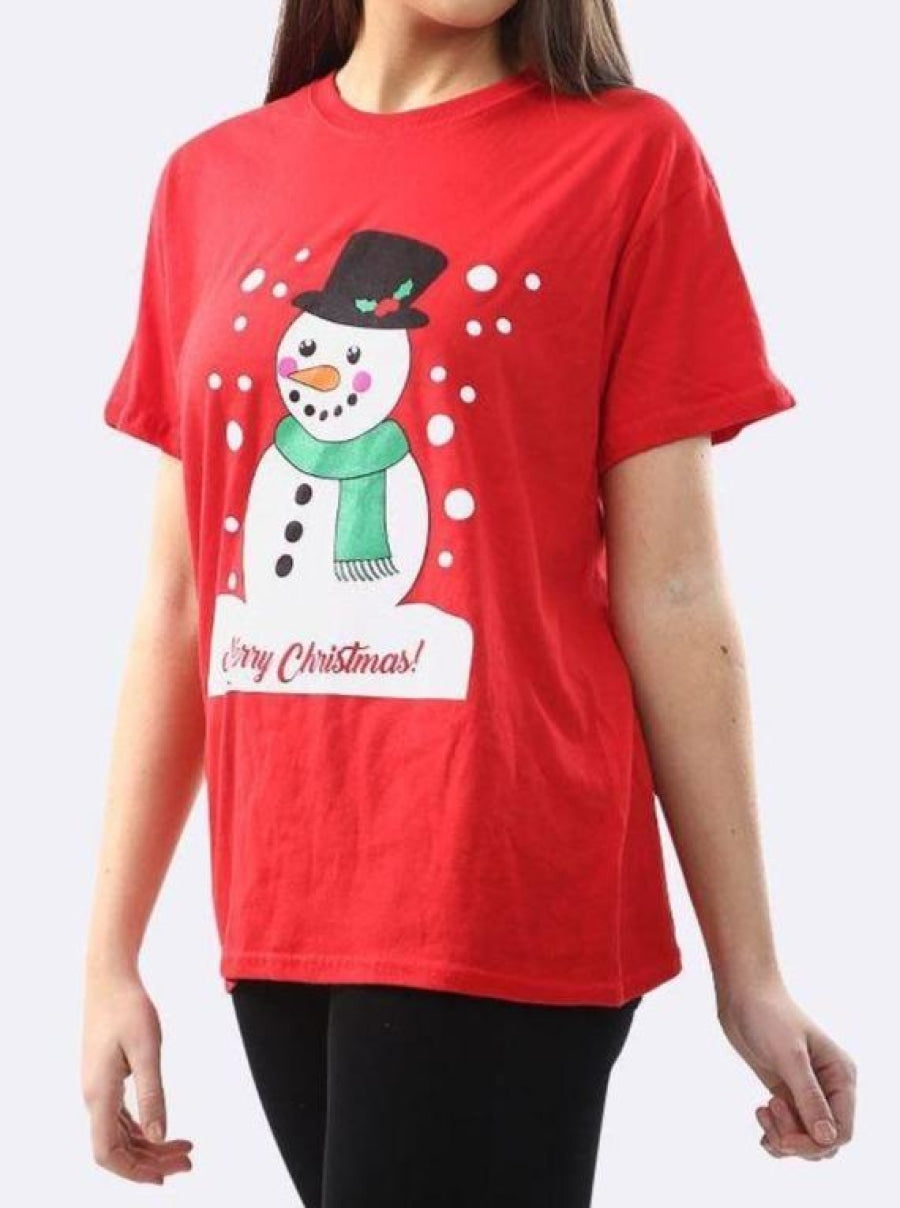 Red Snowman Merry Christmas T-Shirt