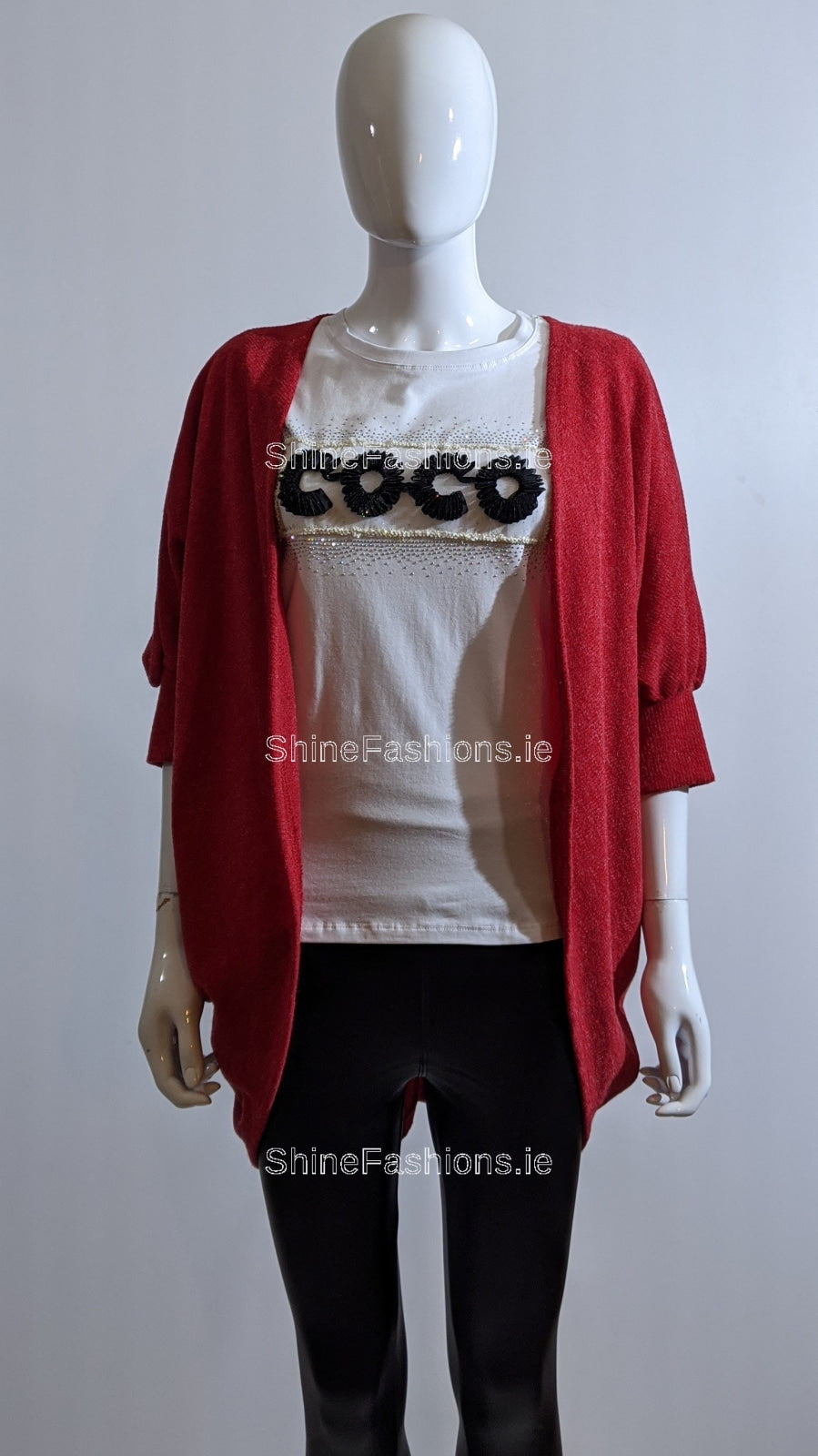 Red Waterfall Loose Open Cardigan