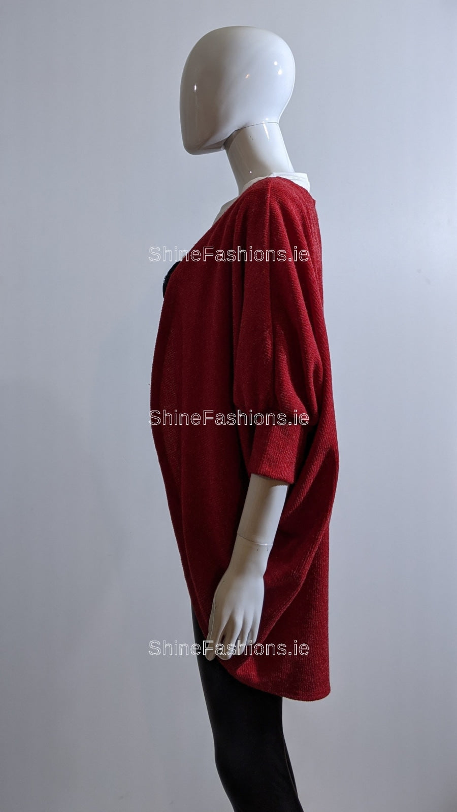 Red Waterfall Loose Open Cardigan