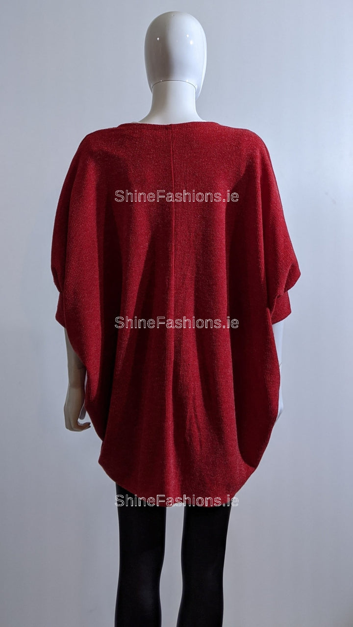 Red Waterfall Loose Open Cardigan