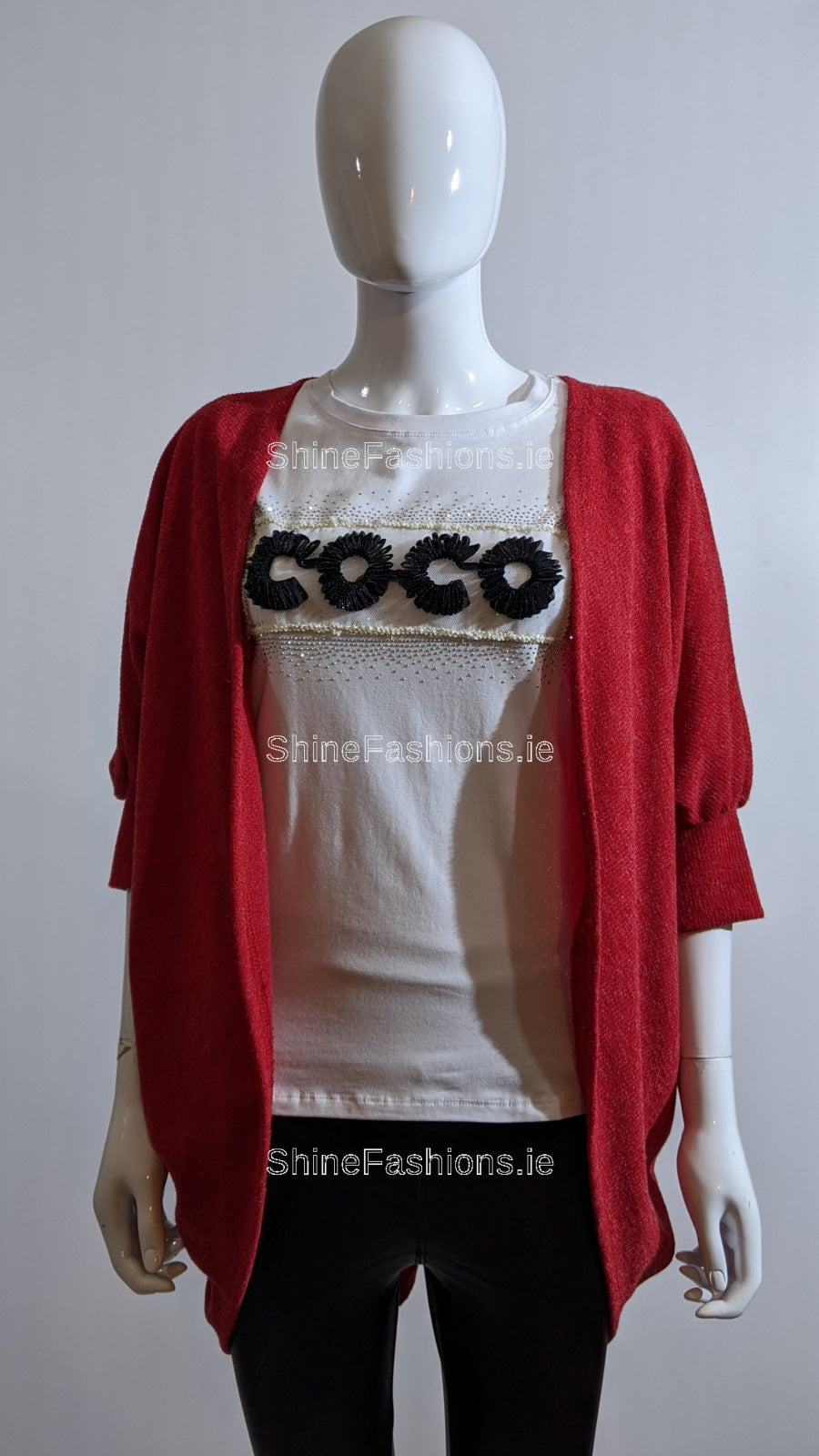 Red Waterfall Loose Open Cardigan