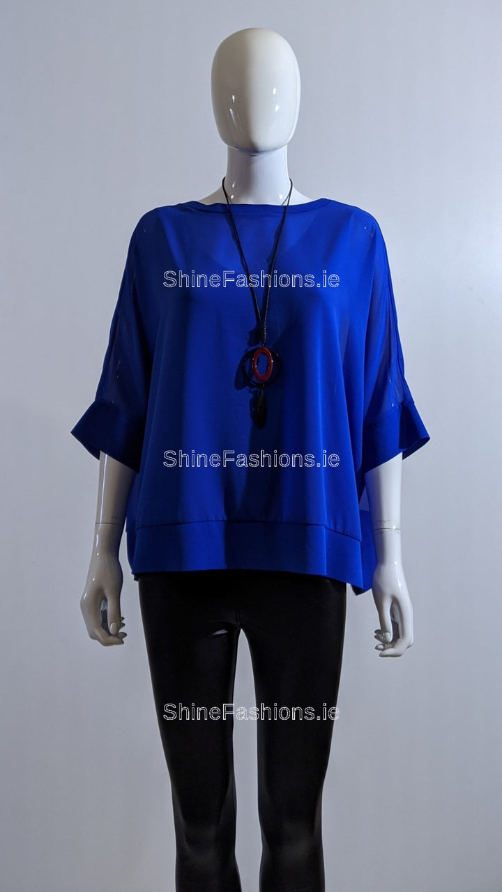 Royal Blue Necklace Loose Top