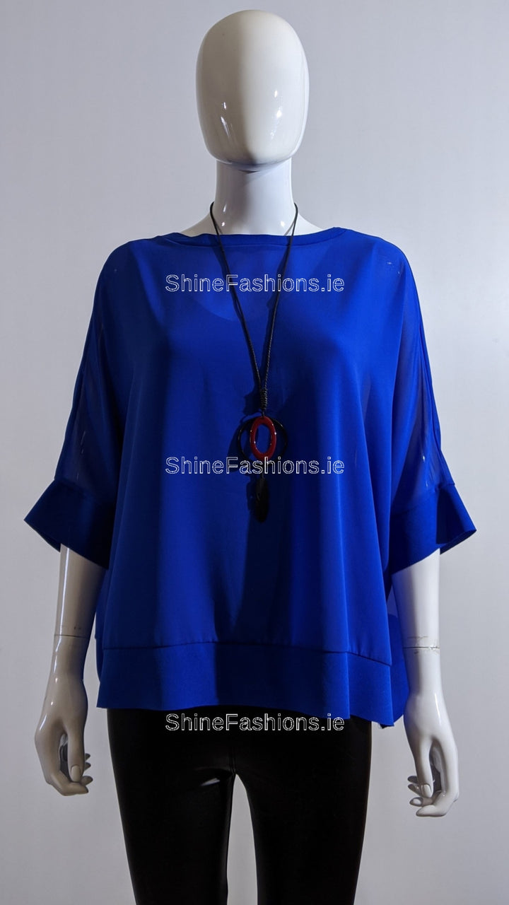 Royal Blue Necklace Loose Top