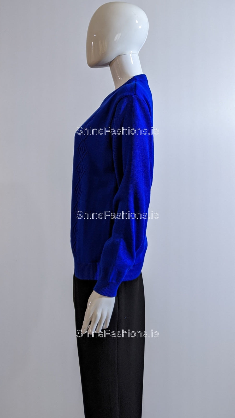 Royal Blue Round Neck Diamond Design Jumper