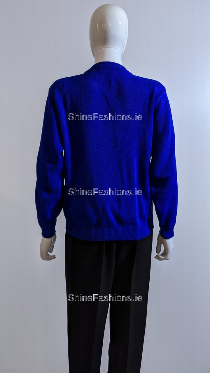 Royal Blue Round Neck Diamond Design Jumper