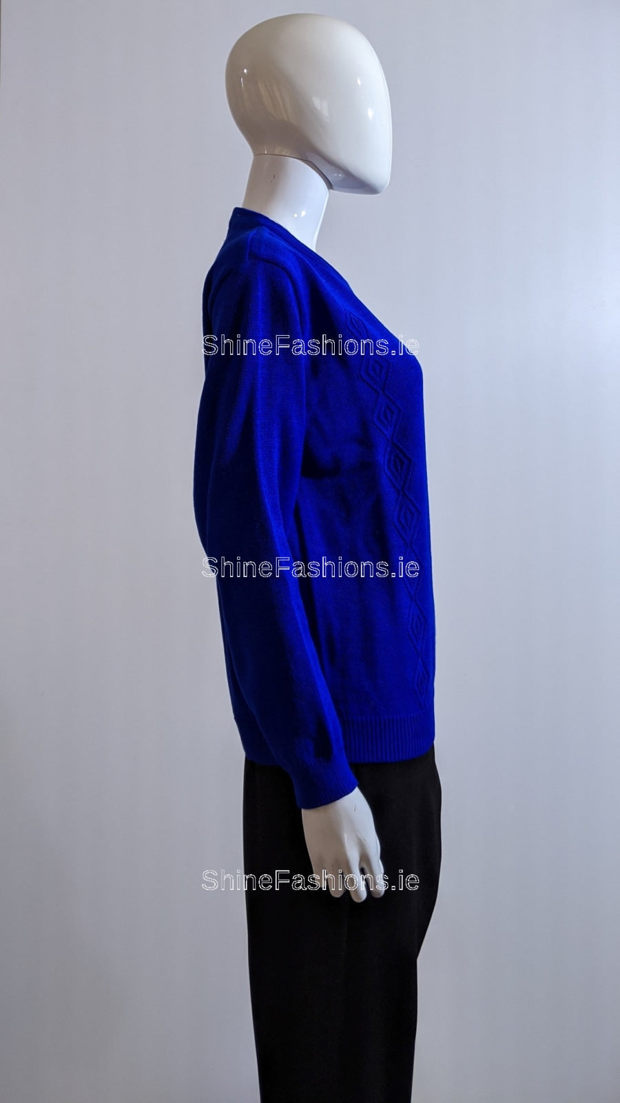 Royal Blue Round Neck Diamond Design Jumper