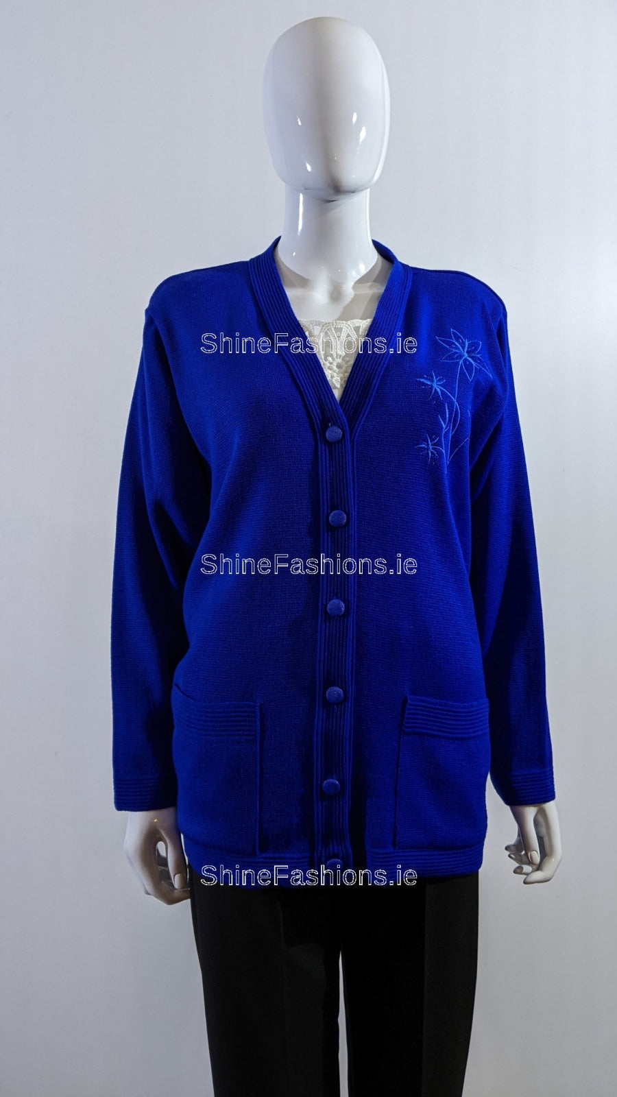 Royal Blue V-Neck Button Pocket Cardigan