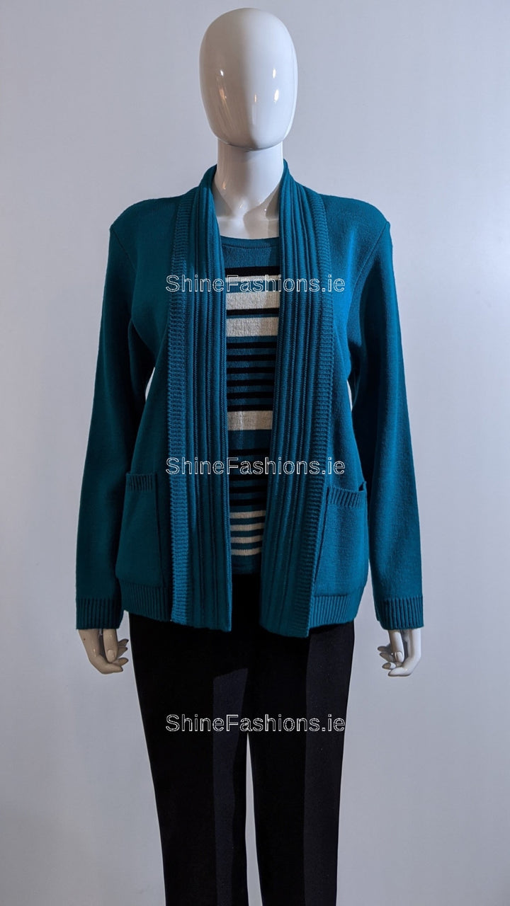 Teal Stripe Twinset Jumper