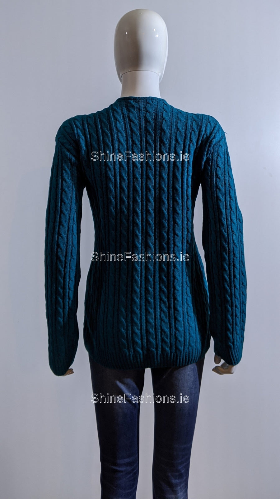 Teal V-Neck Cable Knit Jumper