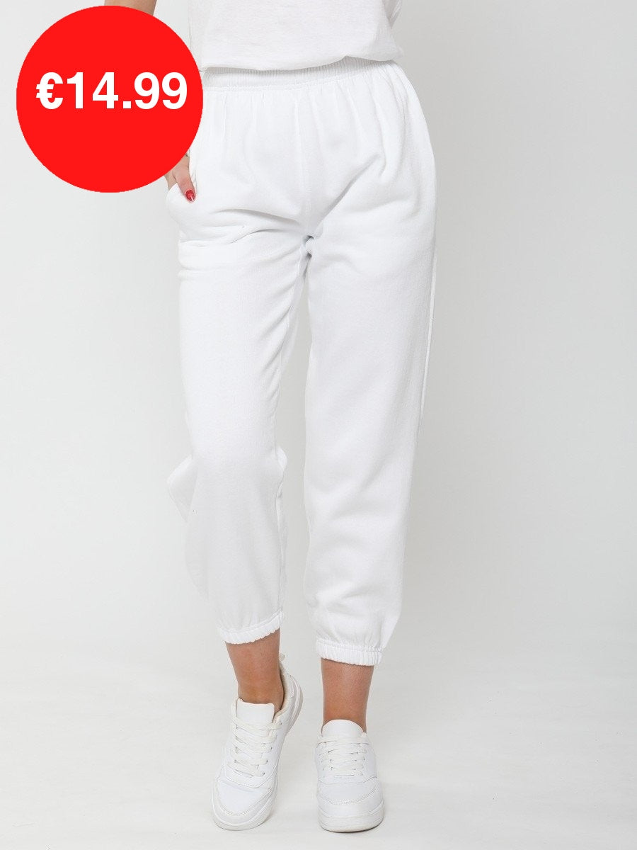 White Oversized Fleece Joggers