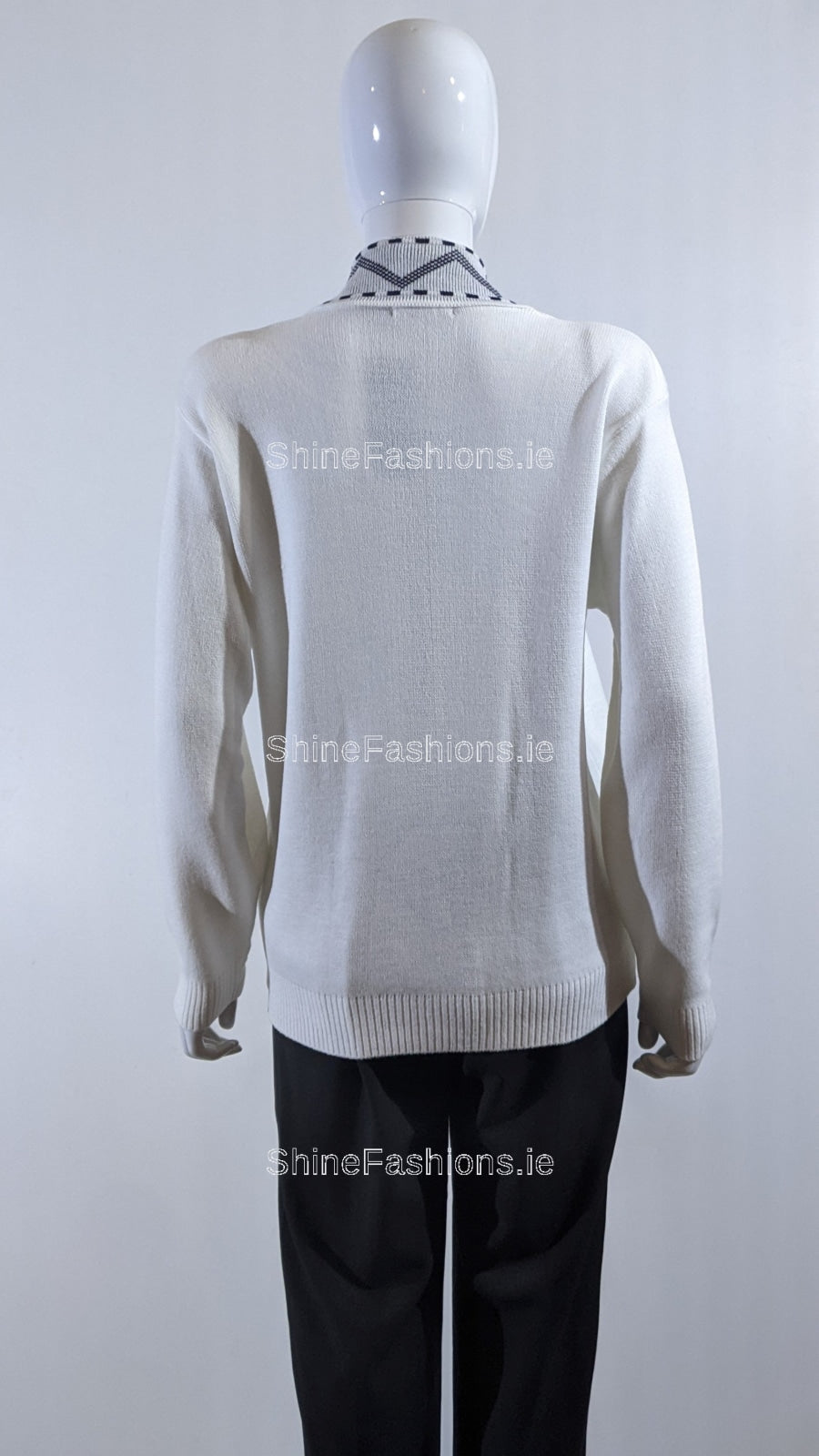 White Stitched Design Pattern Twinset Jumper