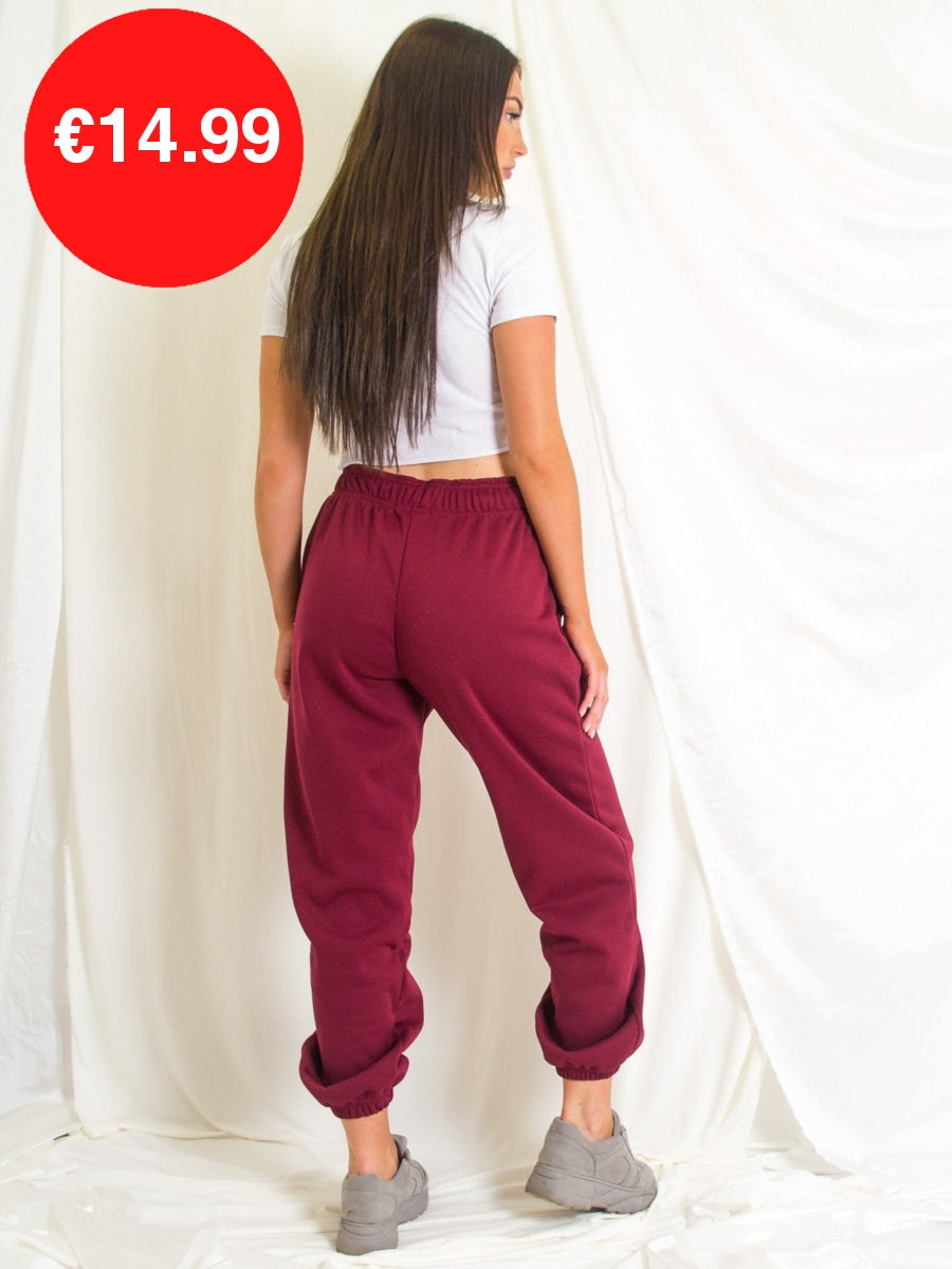 Wine Fleeced Oversized Joggers