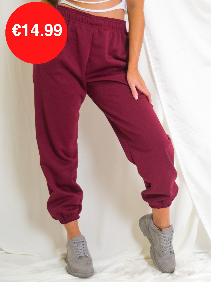 Wine Fleeced Oversized Joggers