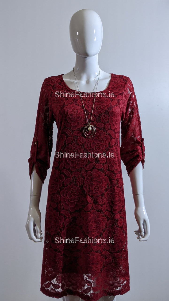 Wine Lace Dress