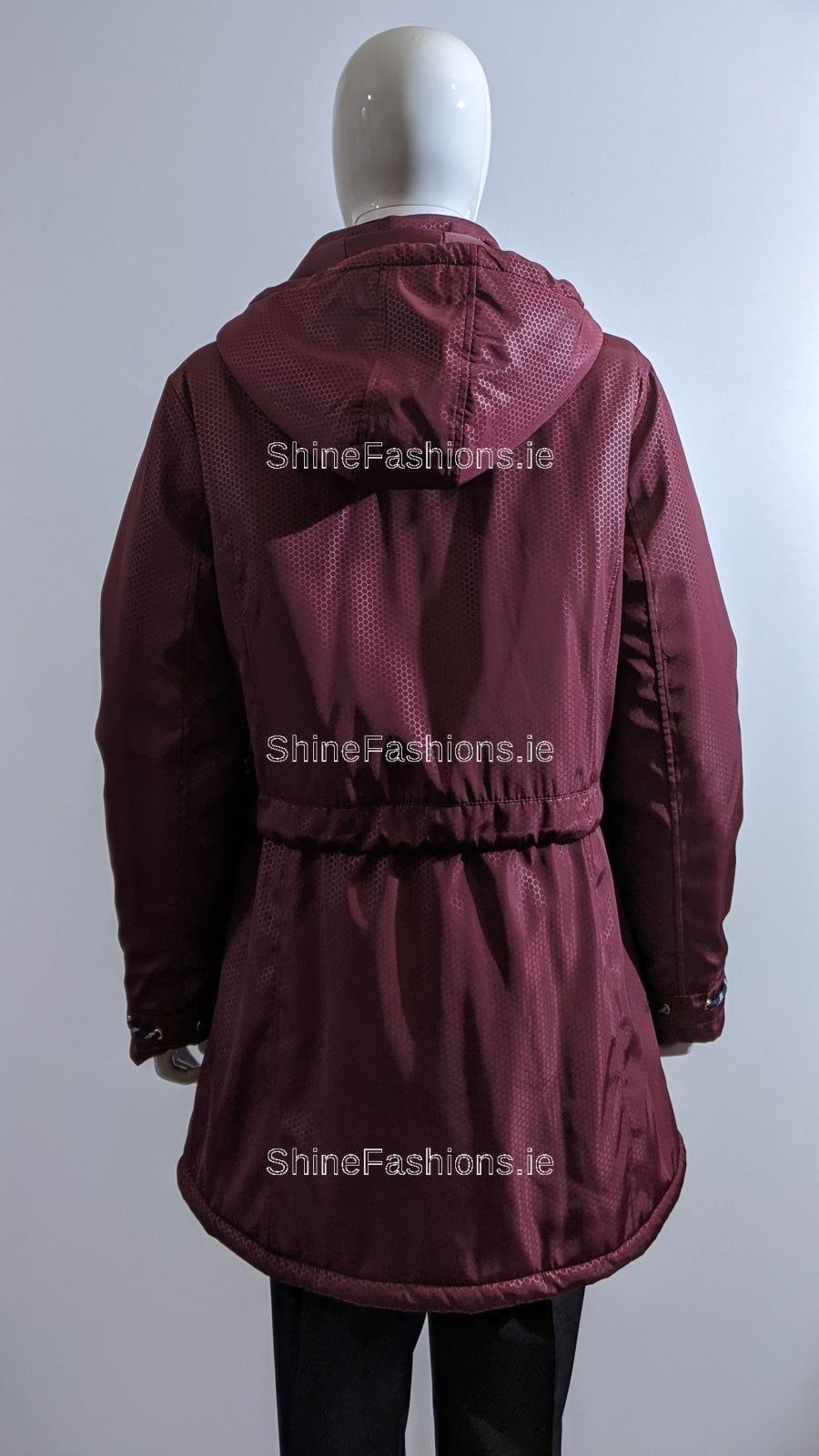 Wine Pattern Hooded Long Coat