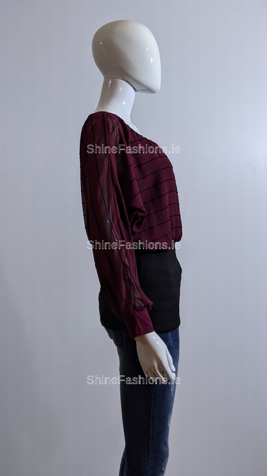 Wine Stripe Loose Band Top